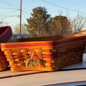 Longaberger vintage Handcrafted Orange and Red Woven Basket